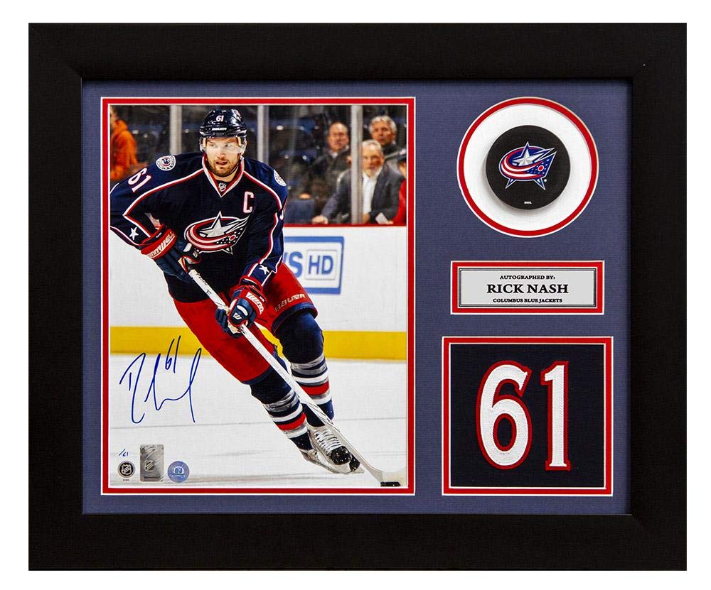 Rick Nash Columbus Blue Jackets Signed 20x24 Number Frame #/61 - Autographed NHL Jerseys