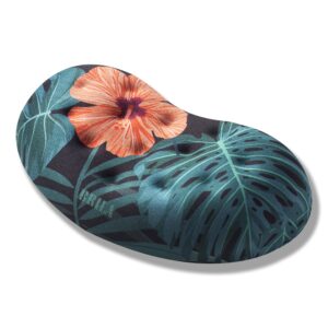 brila ergonomic memory foam mouse wrist rest support pad cushion for computer, laptop, office work, pc gaming - massage holes design - wrist pain relieve (floral leaves)