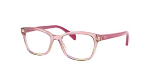 ray-ban junior girls' ry1591 square prescription eyeglass frames, fuchsia striped multicolor/demo lens, 46 mm