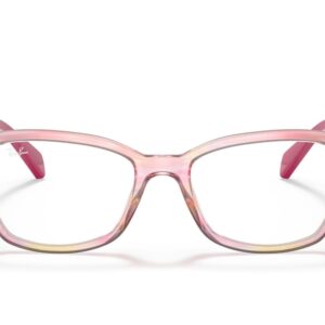 Ray-Ban Junior Girls' RY1591 Square Prescription Eyeglass Frames, Fuchsia Striped Multicolor/Demo Lens, 46 mm