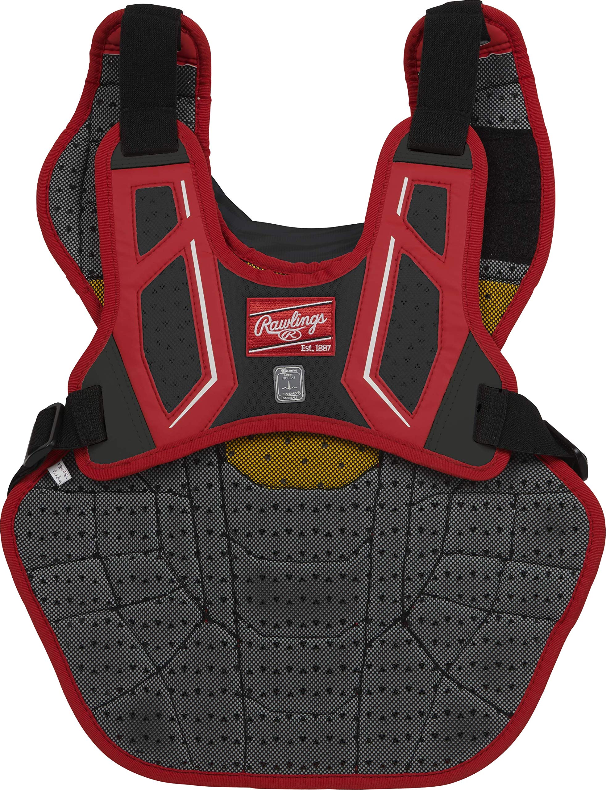 Rawlings | VELO 2.0 Catcher's Chest Protector | Baseball | Adult - 17" | Black/Scarlet