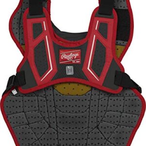 Rawlings | VELO 2.0 Catcher's Chest Protector | Baseball | Intermediate - 15 1/2" | Black/Scarlet