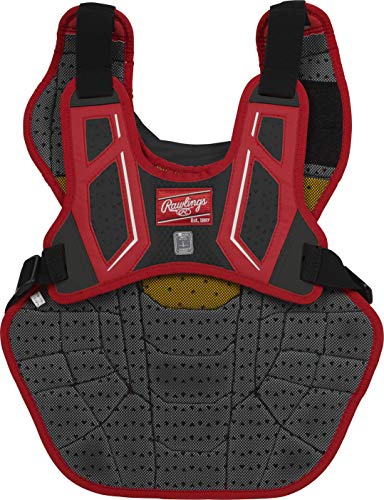 Rawlings | VELO 2.0 Catcher's Chest Protector | Baseball | Intermediate - 15 1/2" | Black/Scarlet