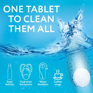 IMPRESA 24 Pack Tablets Water Bottle & Reservoir Cleaning Tabs, Quickly Removes Stubborn Stains & Odors - for Hydration Backpack Bladders & Water Bottles - Cleaning Kit for stainless steel & plastic