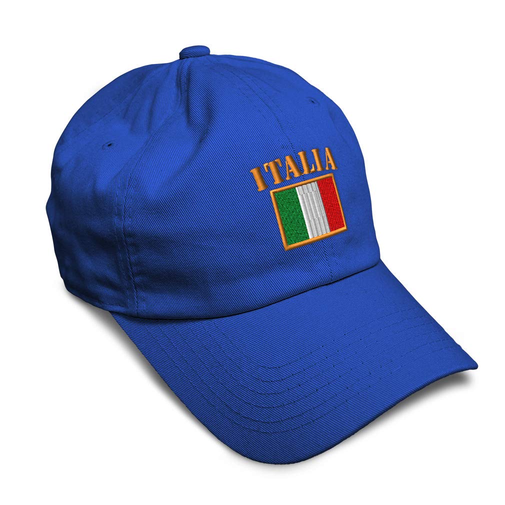 Speedy Pros Soft Baseball Cap Italia Flag Embroidery Flags World Cup Soccer Twill Cotton Embroidered Dad Hats for Men & Women Royal Blue Design Only