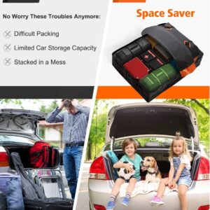 FIVKLEMNZ Car Rooftop Cargo Carrier Roof Bag Waterproof for All Top of Vehicle with/Without Rack Includes Topper Anti-Slip Mat + Reinforced Straps + 6 Door Hooks + Luggage Lock