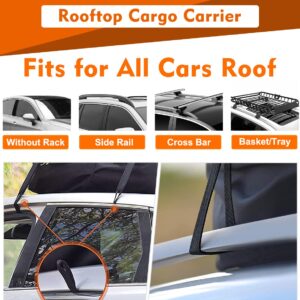 FIVKLEMNZ Car Rooftop Cargo Carrier Roof Bag Waterproof for All Top of Vehicle with/Without Rack Includes Topper Anti-Slip Mat + Reinforced Straps + 6 Door Hooks + Luggage Lock