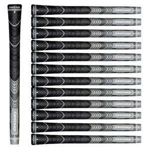 geoleap golf grips set of 13- cord rubber compound material, hybrid golf club grips, all weather performance. (gray, standard)