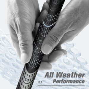 Geoleap Golf Grips Set of 13- Cord Rubber Compound Material, Hybrid Golf Club Grips, All Weather Performance. (Gray, Standard)