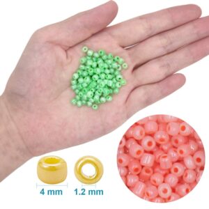 EuTengHao 6000pcs Glass Seed Beads Small Craft Beads for DIY Bracelet Necklaces Crafting Jewelry Making Supplies with Two 0.8mm Clear Bracelet String (4mm, 250 Per Color, 24 Colors)