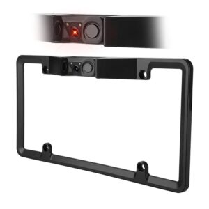 3 in 1 car license plate frame parking sensor, radar rearview reverse backup camera 2led, suitable for parking & back up car