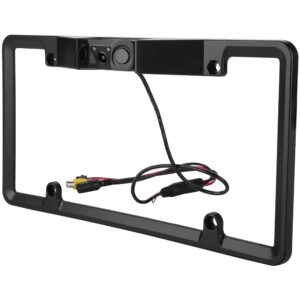 3 in 1 Car License Plate Frame Parking Sensor, Radar Rearview Reverse Backup Camera 2LED, Suitable for Parking & Back up Car