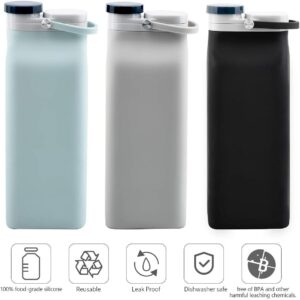 E-Senior Collapsible Water Bottle BPA Free - 20 oz Foldable Water Bottle for Travel Sports Bottles with Triple Leak Proof Lightweight (Blue)