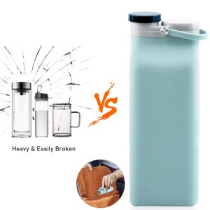 E-Senior Collapsible Water Bottle BPA Free - 20 oz Foldable Water Bottle for Travel Sports Bottles with Triple Leak Proof Lightweight (Blue)