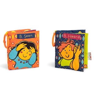 b. toys- b. baby- touch & feel- 2 soft fabric books- developmental soft interactive books with sounds & bright illustrations- 2 pcs- 6 months +