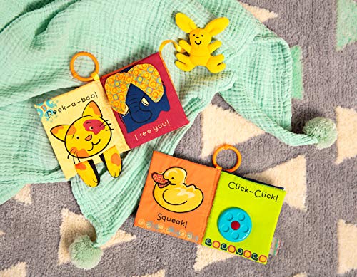 B. toys- B. baby- Touch & Feel- 2 Soft Fabric Books- Developmental Soft Interactive Books with Sounds & Bright Illustrations- 2 pcs- 6 Months +