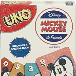 Mattel Games ​UNO Disney Mickey Mouse and Friends Card Game for Kids & Adults for Game Night and Travel, 2-10 Players