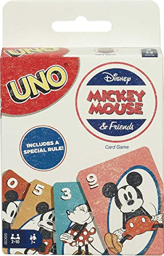 Mattel Games ​UNO Disney Mickey Mouse and Friends Card Game for Kids & Adults for Game Night and Travel, 2-10 Players