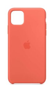 apple iphone 11 pro max silicone case - slim fit, water-resistant, wireless charging compatible - clementine orange