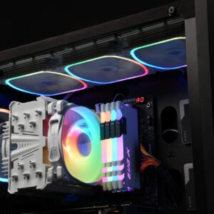 Enermax ETS-T50 Axe Addressable RGB CPU Air Cooler for AMD/Intel, 5 Direct-Contact Heat Pipes, 230W+ TDP, 120mm PWM Fan, White