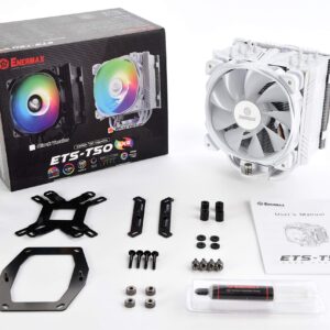 Enermax ETS-T50 Axe Addressable RGB CPU Air Cooler for AMD/Intel, 5 Direct-Contact Heat Pipes, 230W+ TDP, 120mm PWM Fan, White