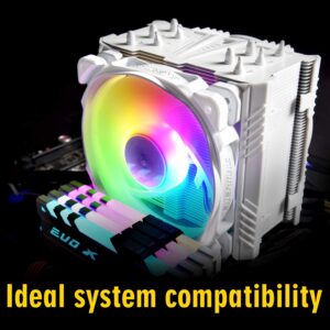 Enermax ETS-T50 Axe Addressable RGB CPU Air Cooler for AMD/Intel, 5 Direct-Contact Heat Pipes, 230W+ TDP, 120mm PWM Fan, White