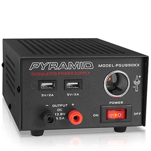 Pyramid Universal Compact Bench Power Supply - 7 Amp Regulated Home Lab Benchtop AC-Dc Converter Power Supply for CB Radio, HAM W/ 13.8 Volt Dc 120V AC Supply, Dual USB, Cigarette Lighter PSU990KX