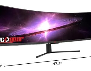 Deco Gear 49" Curved Ultrawide E-LED Gaming Monitor, 32:9 Aspect Ratio, Immersive 3840x1080 Resolution, 144Hz Refresh Rate, 3000:1 Contrast Ratio (DGVIEW490)