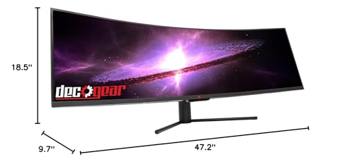 Deco Gear 49" Curved Ultrawide E-LED Gaming Monitor, 32:9 Aspect Ratio, Immersive 3840x1080 Resolution, 144Hz Refresh Rate, 3000:1 Contrast Ratio (DGVIEW490)