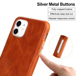 TOOVREN iPhone 11 Case iPhone 11 Leather Case Genuine Protective Ultra Thin Slim Shockproof Anti-Scratch Vintage Phone Case Hard Back Cover for Apple iPhone 11 6.1 inch 2019 Brown