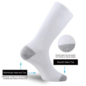 ONKE Cotton Cushion Crew Socks for Men Athletics All Seasons Thick Warm Heavy Duty Work Boot Moisture Control Sweat Wicking(White L)