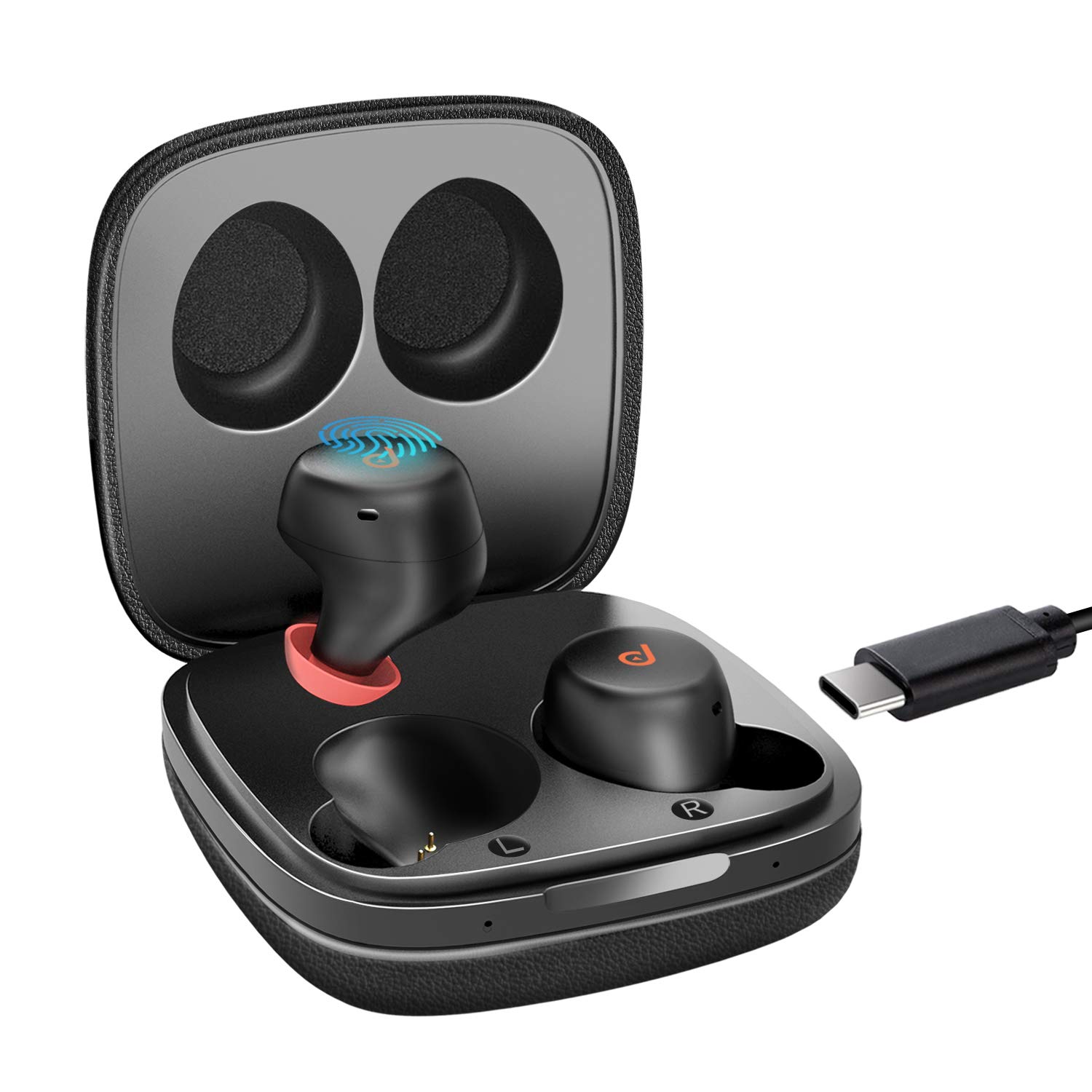 dyplay Wireless Earbuds Bluetooth 5.0 True Wireless Headphones in-Ear Stereo USB-C Quick Charge Waterproof TWS Wireless Earbuds with aptX 3D Stereo Sound,Single Mode Touch Control and CVC 6.0 Mic