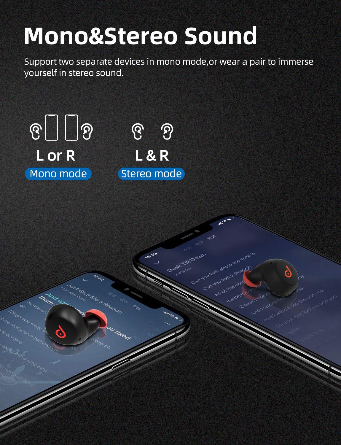 dyplay Wireless Earbuds Bluetooth 5.0 True Wireless Headphones in-Ear Stereo USB-C Quick Charge Waterproof TWS Wireless Earbuds with aptX 3D Stereo Sound,Single Mode Touch Control and CVC 6.0 Mic