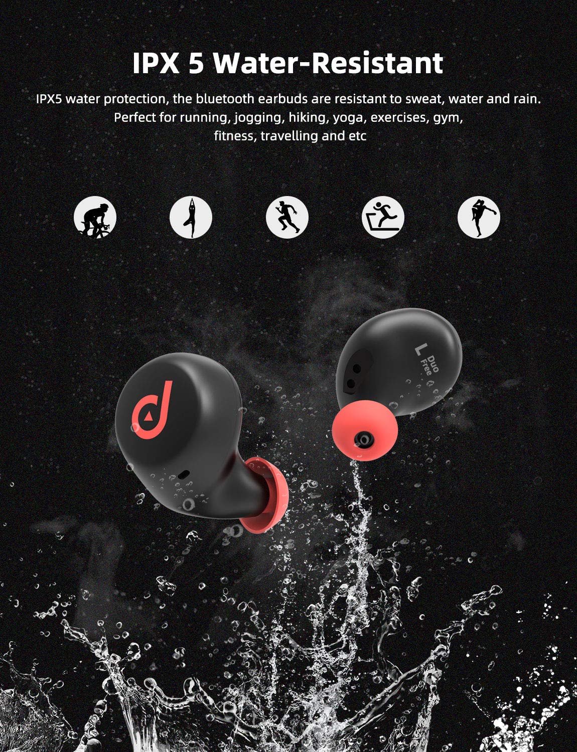 dyplay Wireless Earbuds Bluetooth 5.0 True Wireless Headphones in-Ear Stereo USB-C Quick Charge Waterproof TWS Wireless Earbuds with aptX 3D Stereo Sound,Single Mode Touch Control and CVC 6.0 Mic