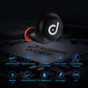 dyplay Wireless Earbuds Bluetooth 5.0 True Wireless Headphones in-Ear Stereo USB-C Quick Charge Waterproof TWS Wireless Earbuds with aptX 3D Stereo Sound,Single Mode Touch Control and CVC 6.0 Mic