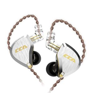 CCA C12 5BA+1DD in Ear Monitor,HiFi Bass in Ear Earphone, IEM Wired Headphones, HiFi Stereo Sound Earphones Noise Cancelling Ear Buds with 6 Balanced Armature Drivers 0.75mm 2pins Cable(No Mic,Gold)