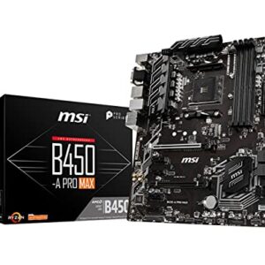 MSI ProSeries AMD Ryzen 2ND and 3rd Gen AM4 M.2 USB 3 DDR4 D-Sub DVI HDMI Crossfire ATX Motherboard (B450-A Pro Max) (B450APROMAX)