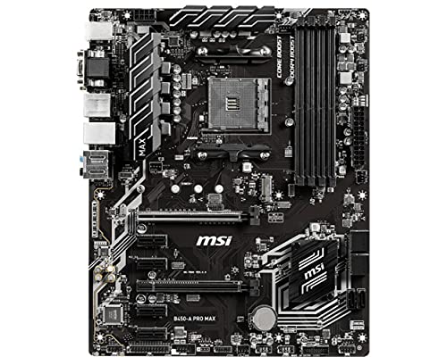 MSI ProSeries AMD Ryzen 2ND and 3rd Gen AM4 M.2 USB 3 DDR4 D-Sub DVI HDMI Crossfire ATX Motherboard (B450-A Pro Max) (B450APROMAX)