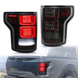 vland led tail lights compatible with ford f-150/ raptor 2015-2019 pickup truck w/red turn signal (not fit a xlt/lariat and factory with bliss or led version), smoke