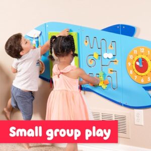 SPARK & WOW Airplane Activity Wall Panels - Ages 18m+ - Montessori Sensory Wall Toy - 6 Activities - Busy Board - Toddler Room Décor