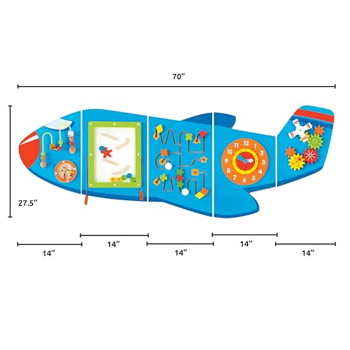 SPARK & WOW Airplane Activity Wall Panels - Ages 18m+ - Montessori Sensory Wall Toy - 6 Activities - Busy Board - Toddler Room Décor