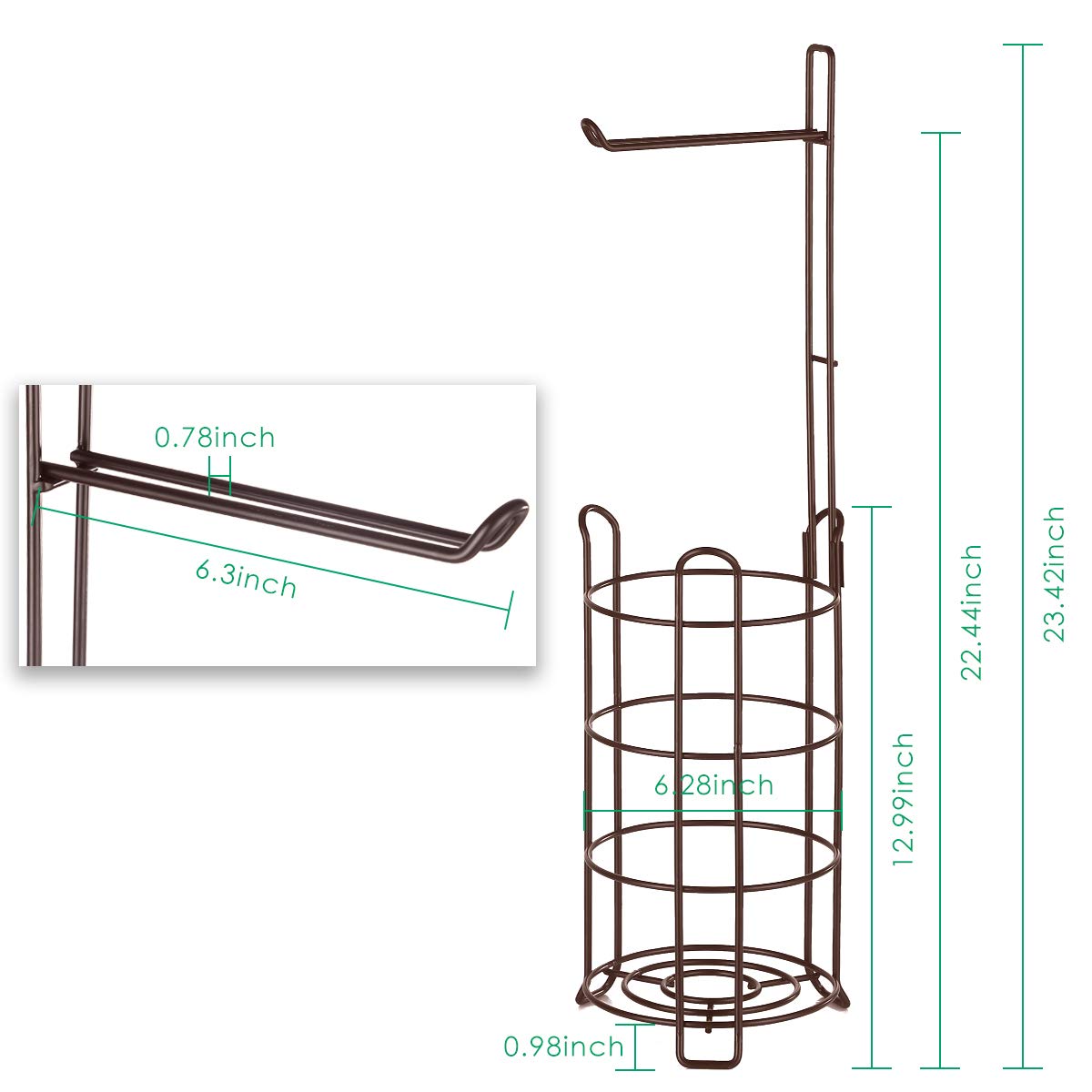 TomCare Toilet Paper Holder Toilet Paper Stand and Dispenser for 4 Mega Rolls Metal Wire Free-Standing Toilet Tissue Paper Roll Storage Shelf Bathroom Accessories Storage Organizer Bronze