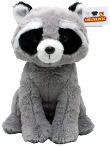 shelter pets: stella the raccoon - 10" raccoons plush toy stuffed animals - based on real-life adopted pets - benefiting the puppy and dogs animal shelters they were adopted from- trash panda plushies