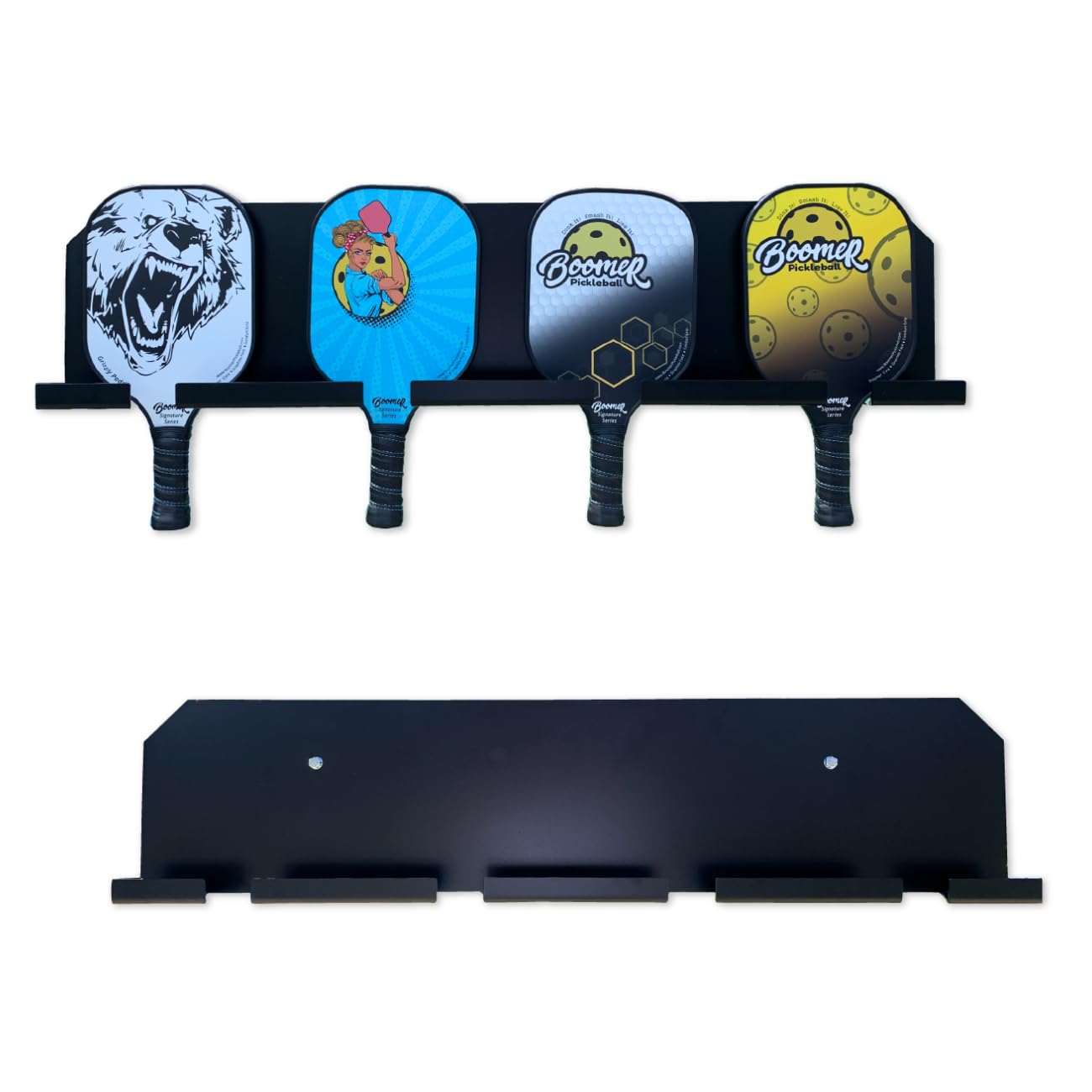 Boomer HD Pickleball Paddle Rack – Holds 4 or 8 Paddles – Track Players “Next-Up” on The Court – Heavy-Duty 1/8” Steel with Weather-Proof Powder Coating