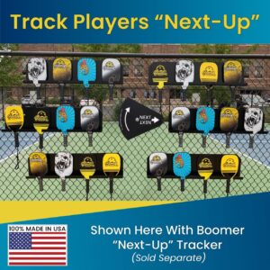 Boomer HD Pickleball Paddle Rack – Holds 4 or 8 Paddles – Track Players “Next-Up” on The Court – Heavy-Duty 1/8” Steel with Weather-Proof Powder Coating