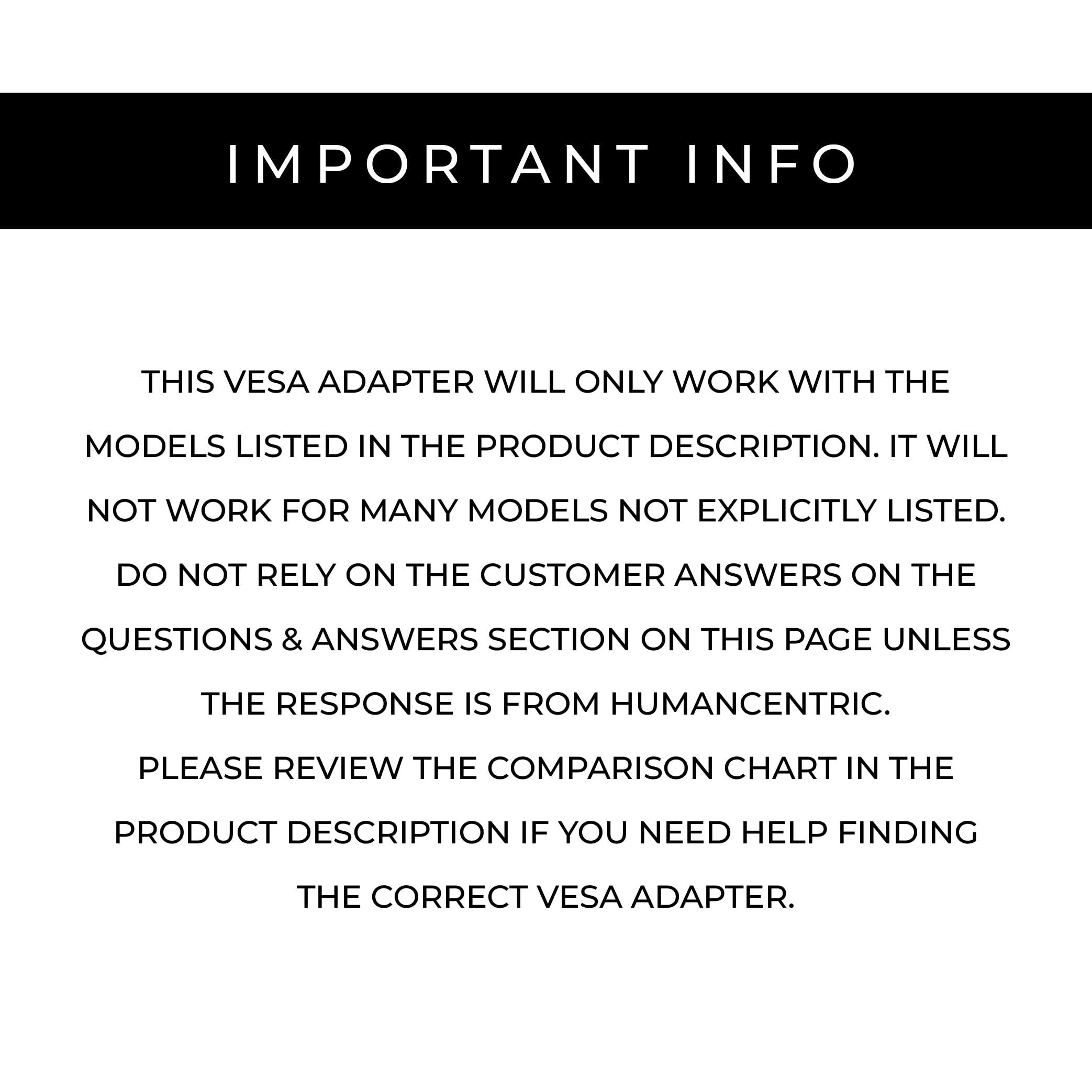 HumanCentric VESA Mount Adapter Compatible with Dell Monitors, VESA Adapter for Monitor S2318H, S2218H, S2319NX, S2419NX, S2718H, S2719H, S2719HN, SE2219H, SE2419HR, SE2419HX, SE2719H