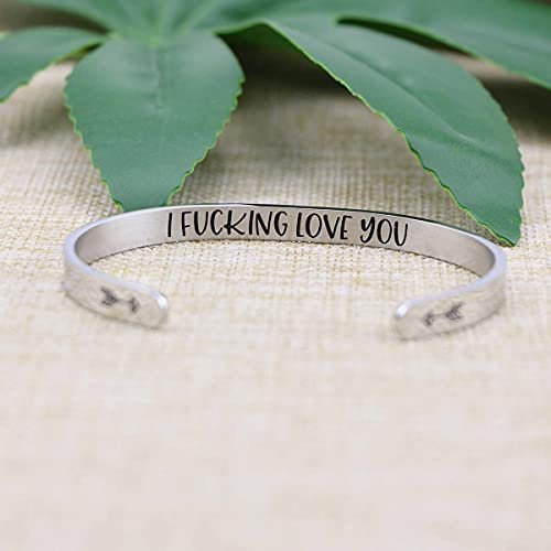 JoycuFF Love Gifts for Her Anniversary Bracelets for Wife from Husband Funny Gift for Girlfriend Daughter Best Friend Friendship Mom Mantra Cuff Bangle Personalized Birthday Gifts