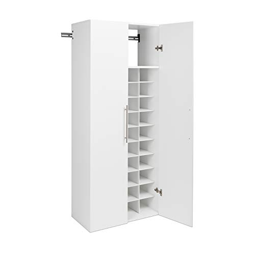 Prepac HangUps Shoe Storage Cabinet, 16"D x 30"W x 72"H, White