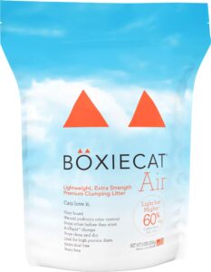 boxie® air extra strength 35 day odor control clumping cat litter, 6.5lb boxiecat 99.9% dust free plant-based kitty litter