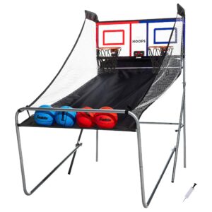 franklin sports basketball arcade shootout - indoor electronic double basketball hoop game - dual pro hoops basketball shooting with electronic scoreboard + (4) basketballs - 2 player shooting game